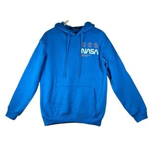 Hyper Space NASA Space Shuttle Graphic Hoodie Blue Mens Small Science Sweatshirt